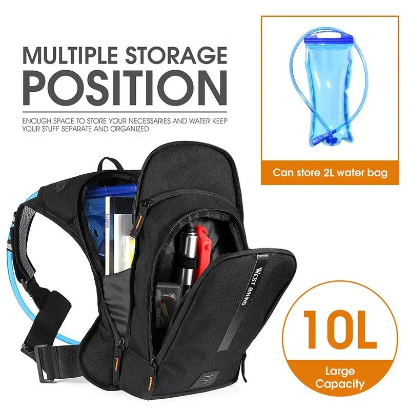 10L Ultralight Cycling Backpack with Hydration Water Bag Black - Nested Peak LLC
