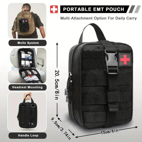 151pcs Portable First Aid Kit(Black, Includes Essential Tools) - Nested Peak LLC