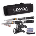 2.1m / 2.3m Telescopic Fishing Rod & Reel Combo Full Kit Black - Nested Peak LLC