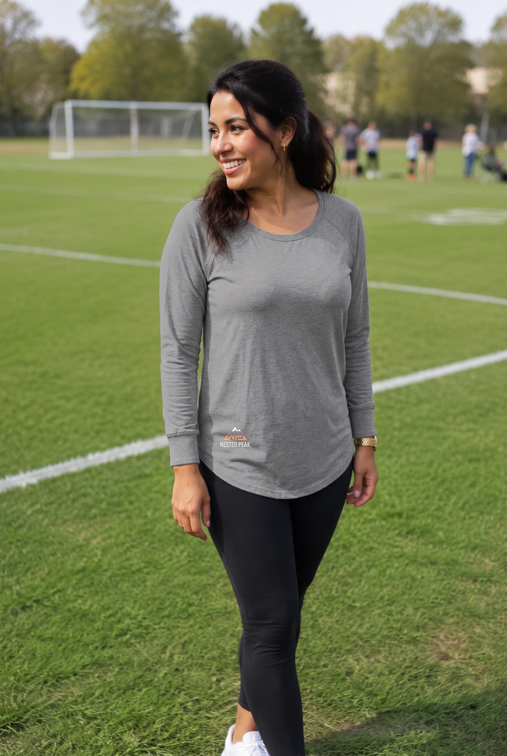 NP 26 Women's Tri LS Tunic Tee | Grey Frost, Black Frost
