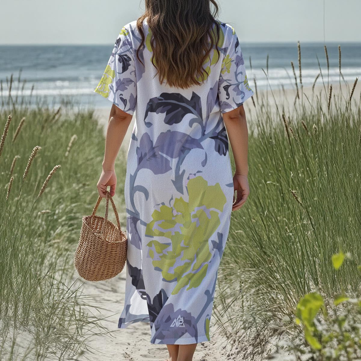 NP 26 Women's Loose V-Neck Summer Dress | White