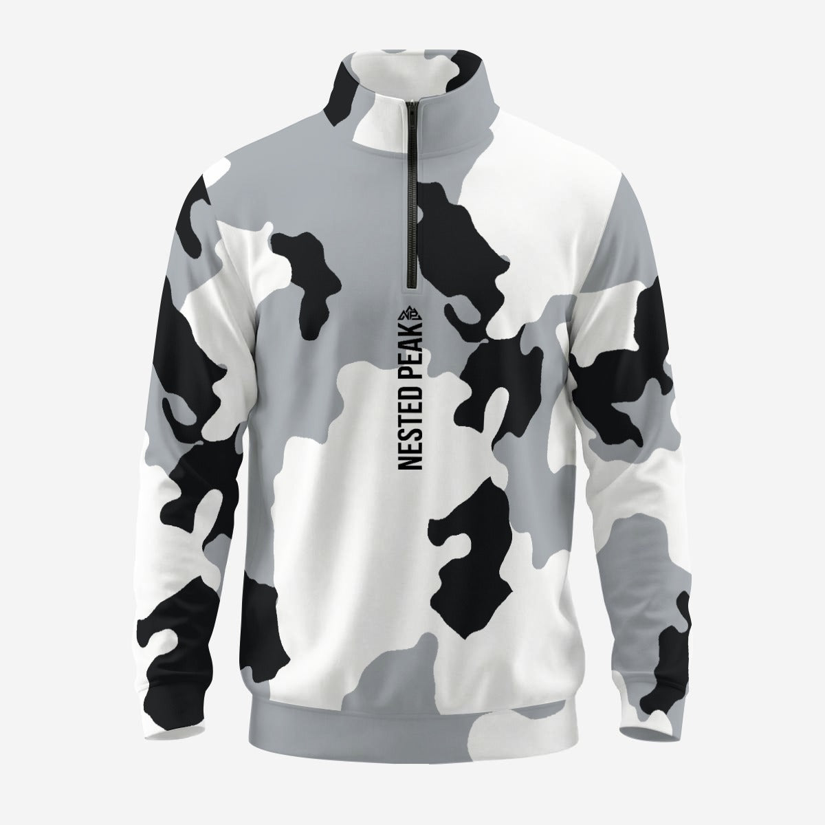 NP 26 Snow Camo Men's Half-Zip Pullover Sweatshirt | White