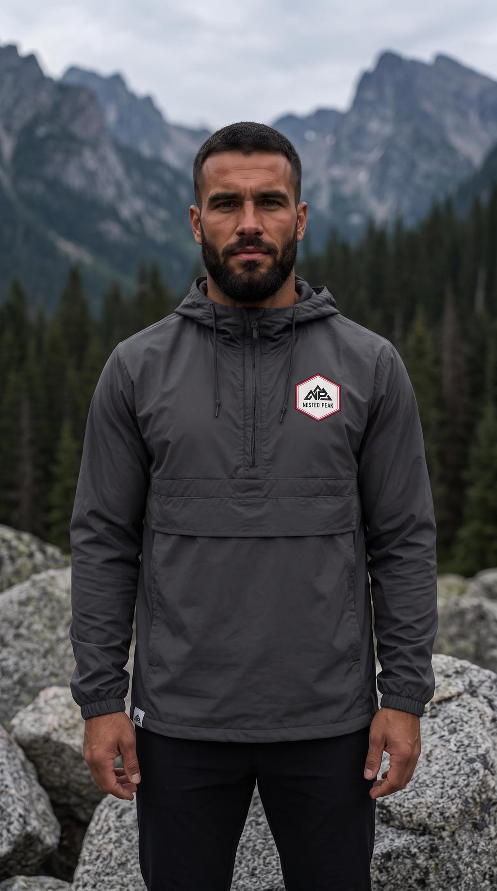 NP 26 Hex Men's Water Resistant Anorak Jacket | Graphite, Navy, Black