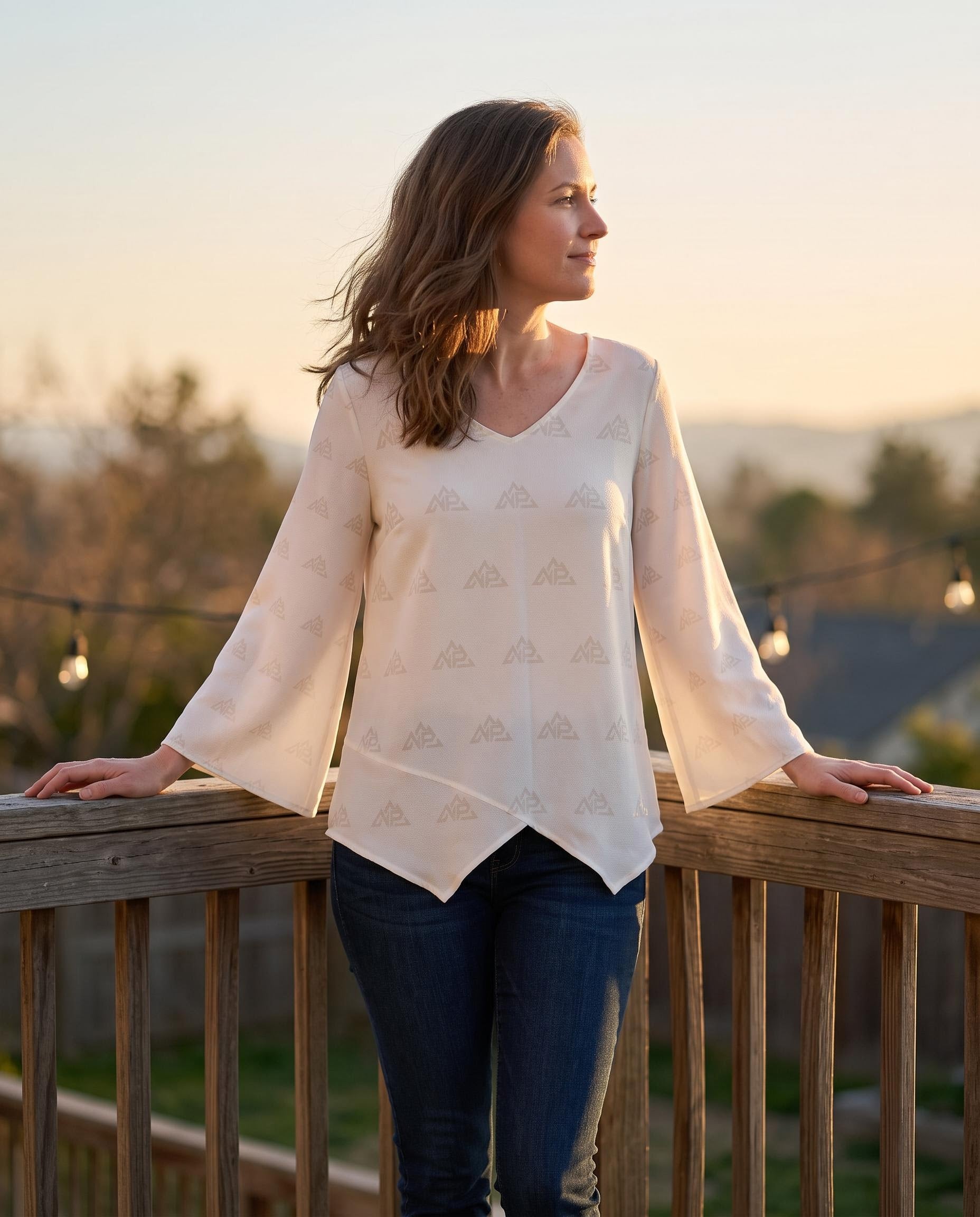NP 26 Women's V-Neck T-Shirt | White