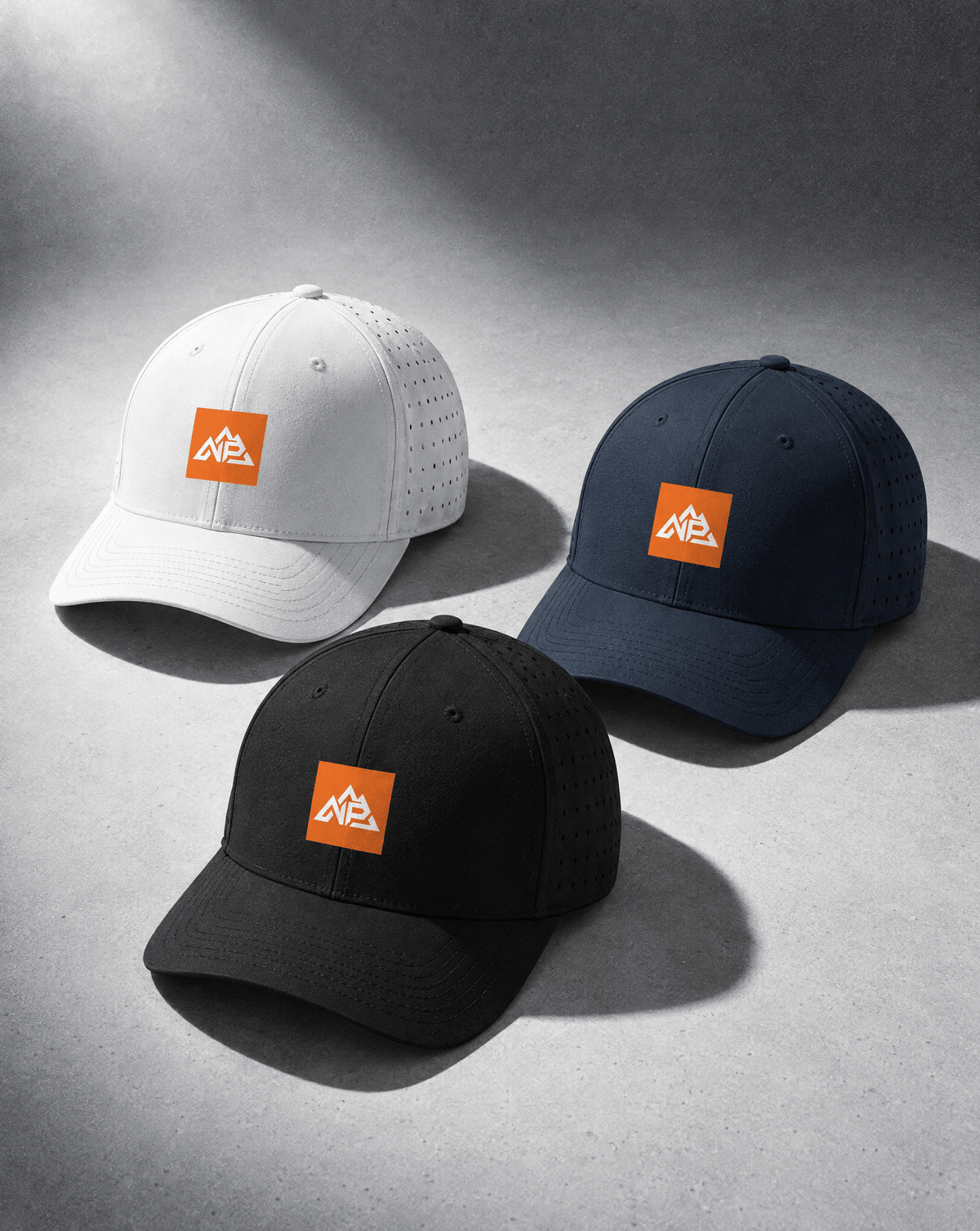 Badge O Laser Perf R Flex Cap | white, Navy, black - Nested Peak LLC