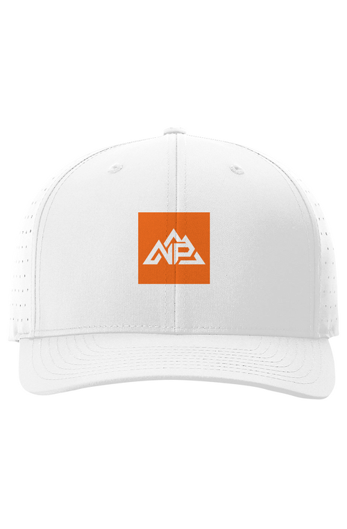 Badge O Laser Perf R Flex Cap | white, Navy, black - Nested Peak LLC