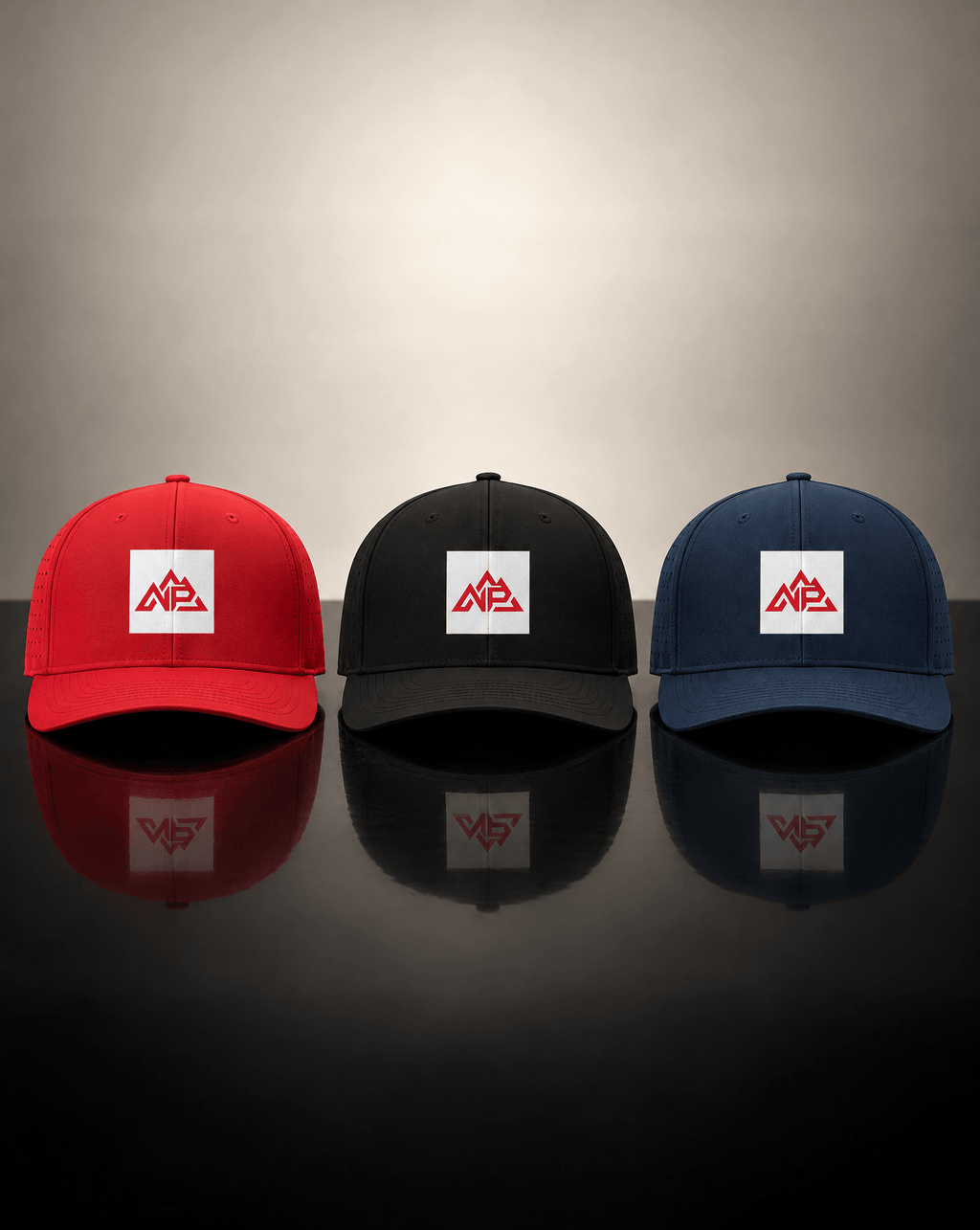 Badge WRD Laser Perf R Flex Cap | Red, black, Navy - Nested Peak LLC