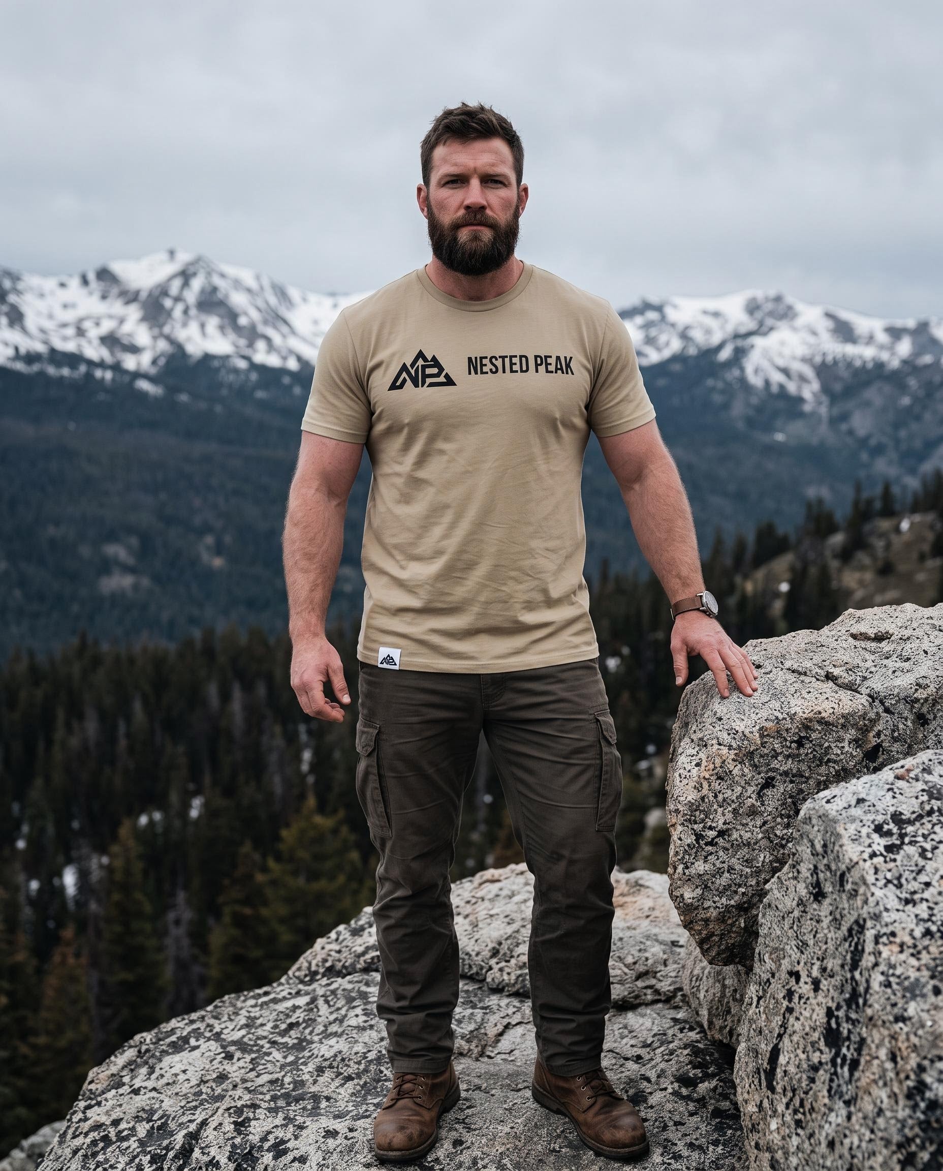 NP 26 Men's Dry Blend Short Sleeve T-Shirt | White, Sandstone, Columbia Blue