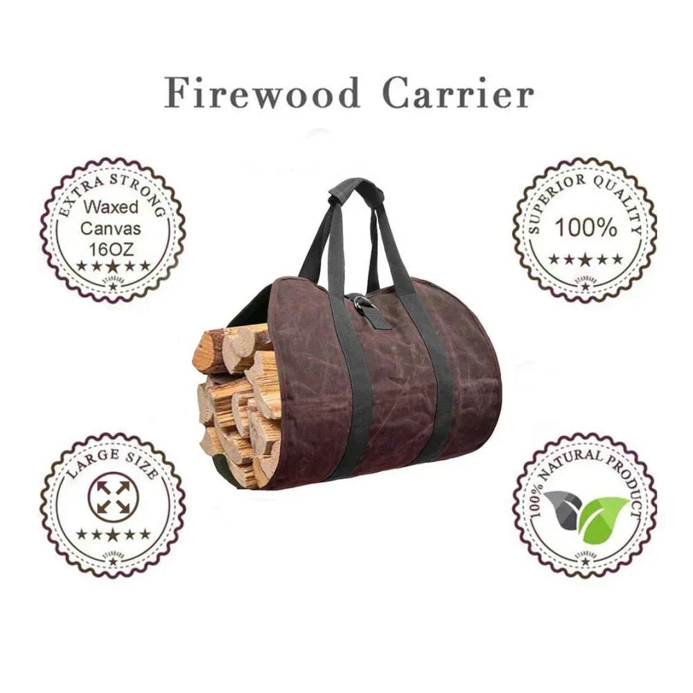 Canvas Firewood Carrier Log Carrying Bag - Nested Peak LLC