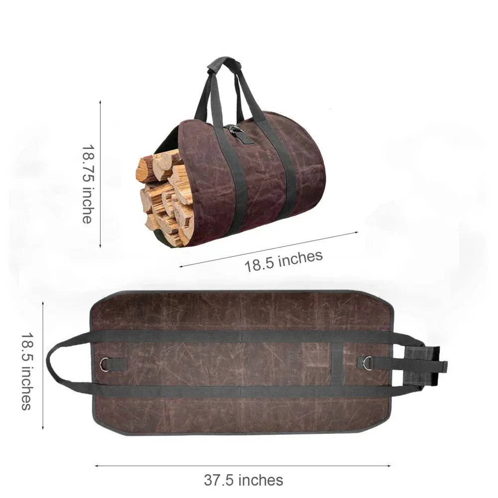 Canvas Firewood Carrier Log Carrying Bag - Nested Peak LLC