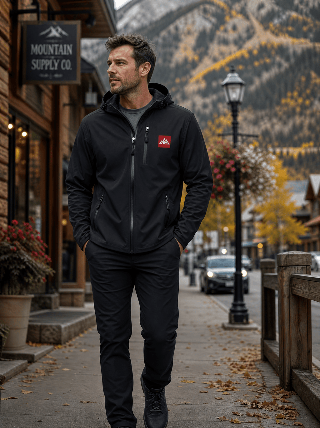 Men's Badge Poly Tech Soft Shell Jacket | Graphite, Black - Nested Peak LLC