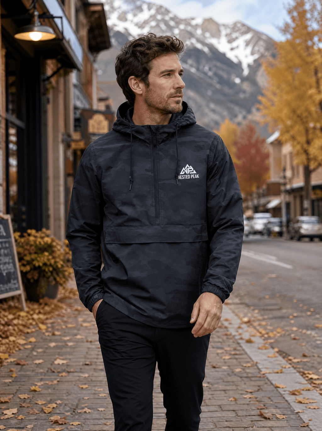 Men's Black Camo Anorak Jacket - Nested Peak LLC