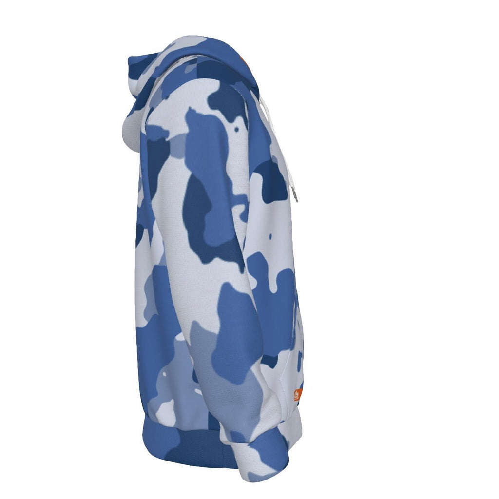 Men's Blue Camo Badge Thicken Pullover Hoodie | Blue Camo - Nested Peak LLC
