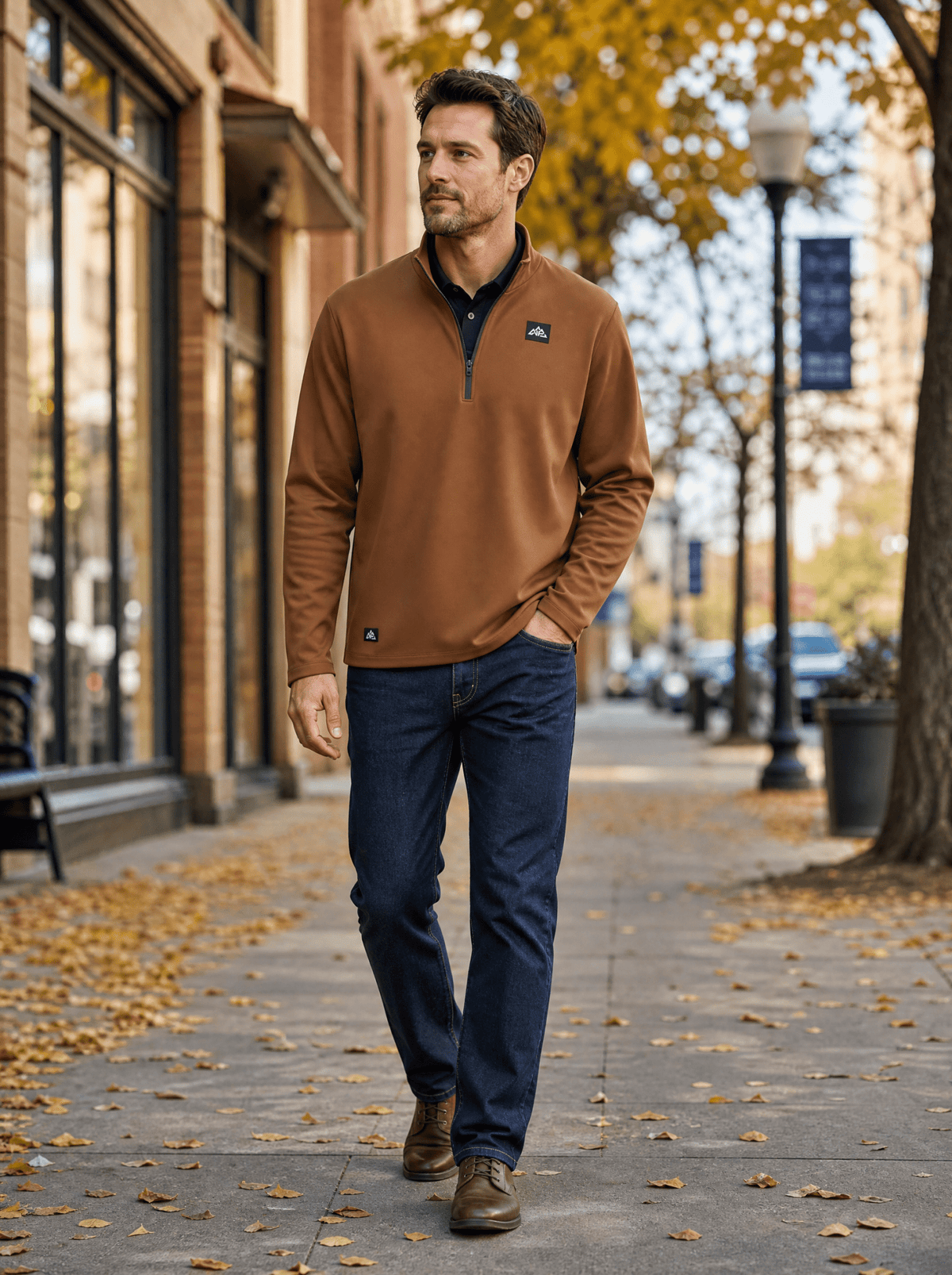 Men's Half Zip Pullover | Brown - Nested Peak LLC