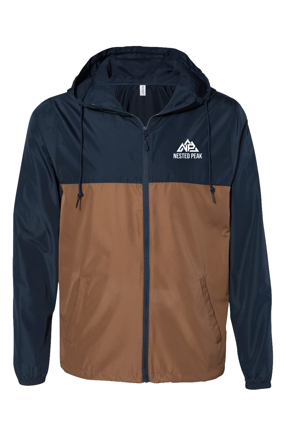 Men's NP Classic Navy Saddle Windbreaker | Classic Navy/ Saddle - Nested Peak LLC