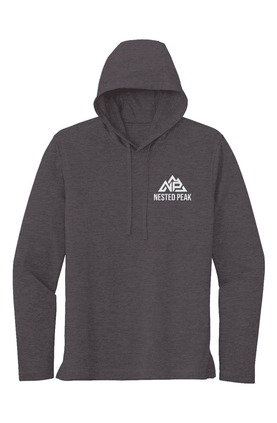 Men's NP Sport-Tek Long Sleeve Hoodie | Dark Grey Heather, Black Triad Solid, True Royal Heather - Nested Peak