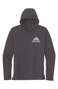 Men's NP Sport-Tek Long Sleeve Hoodie | Dark Grey Heather, Black Triad Solid, True Royal Heather - Nested Peak