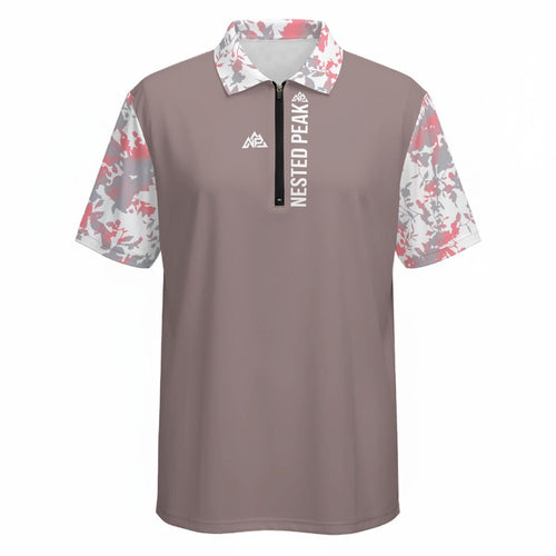 Men's Performance Half-Zip Polo | Pink - Nested Peak LLC