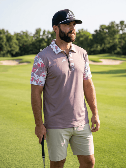 Men's Performance Half-Zip Polo | Pink - Nested Peak LLC