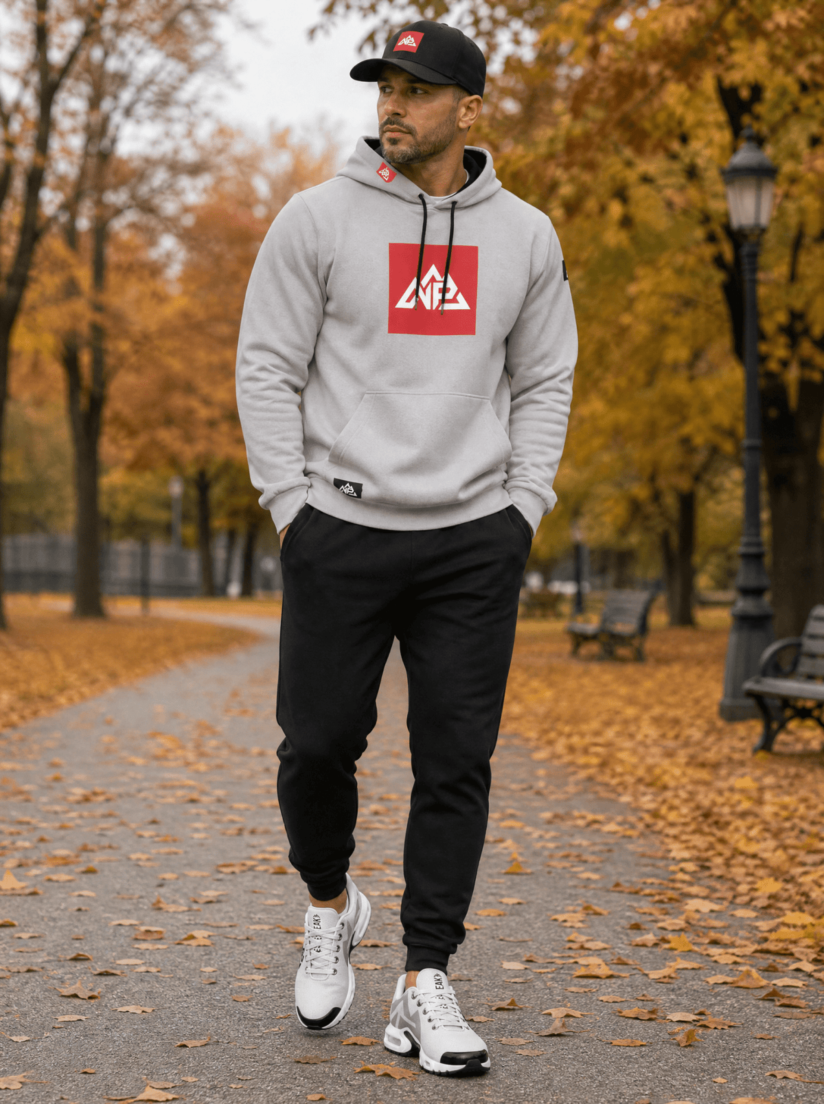 Men's Red Badge Heavy Fleece Raglan Hoodie | Gray - Nested Peak LLC