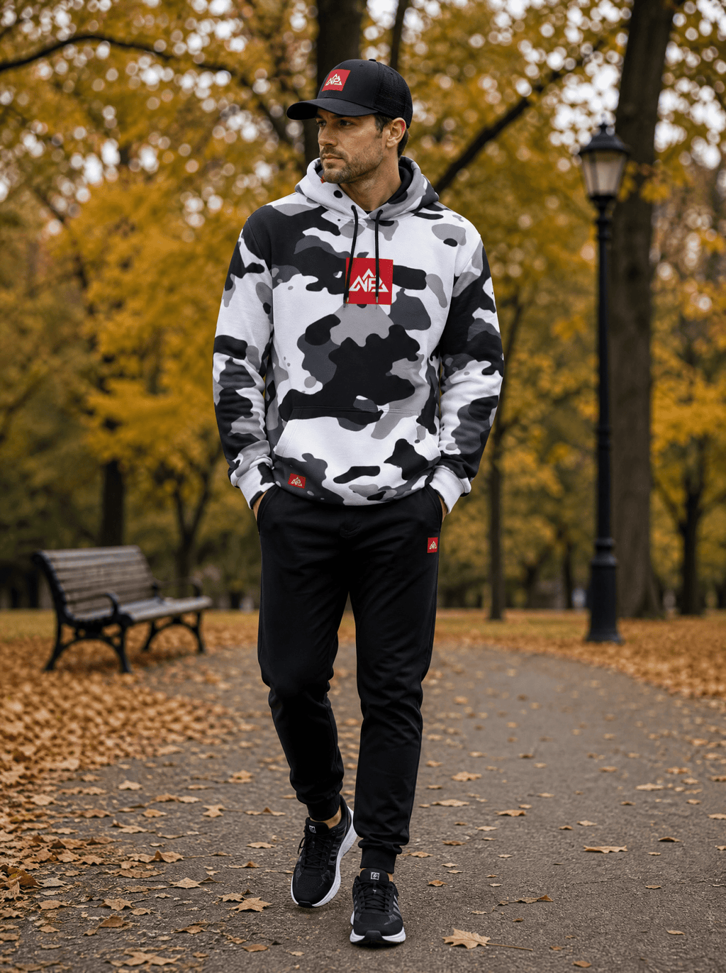 Men's Snow Camo Badge Thicken Pullover Hoodie | Snow Camo - Nested Peak LLC