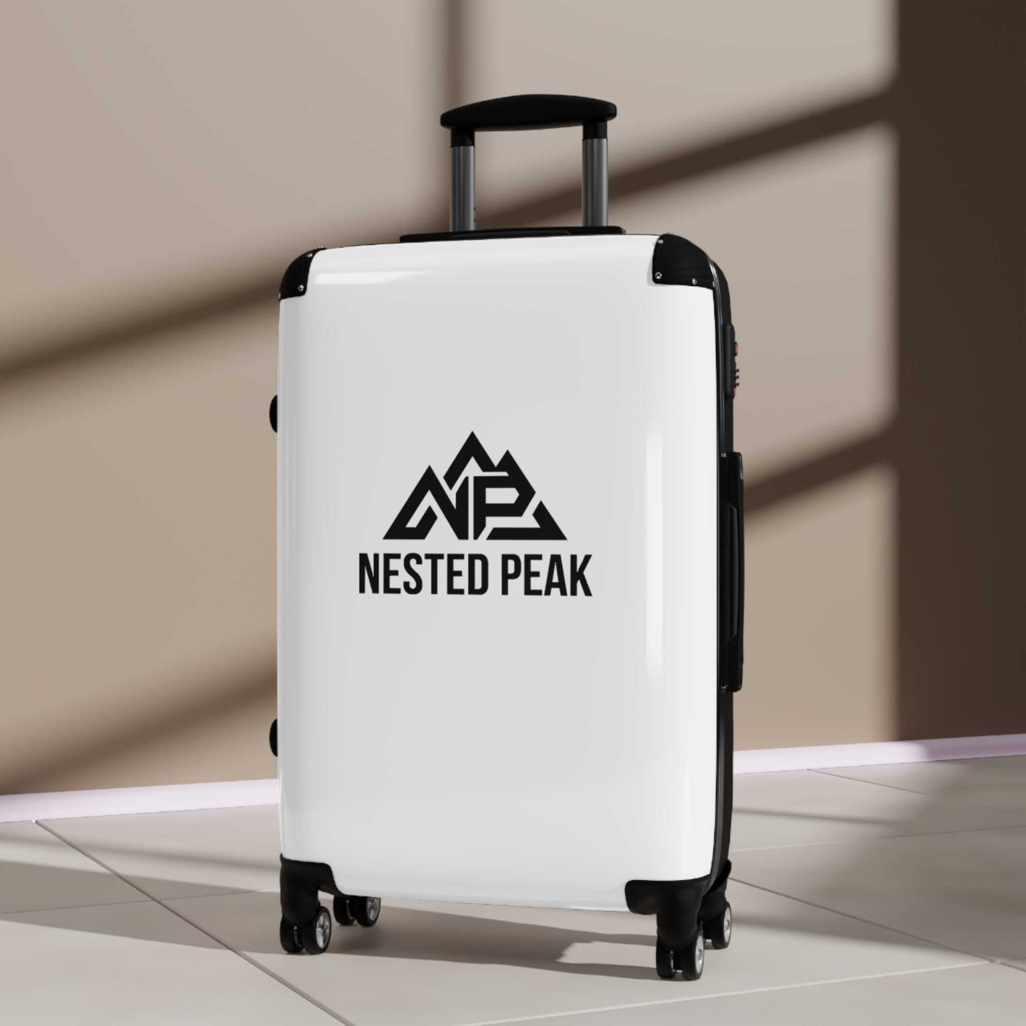 Nested Peak Carry-On Suitcase — Lightweight Travel Luggage with Mountain Logo | Black - Nested Peak