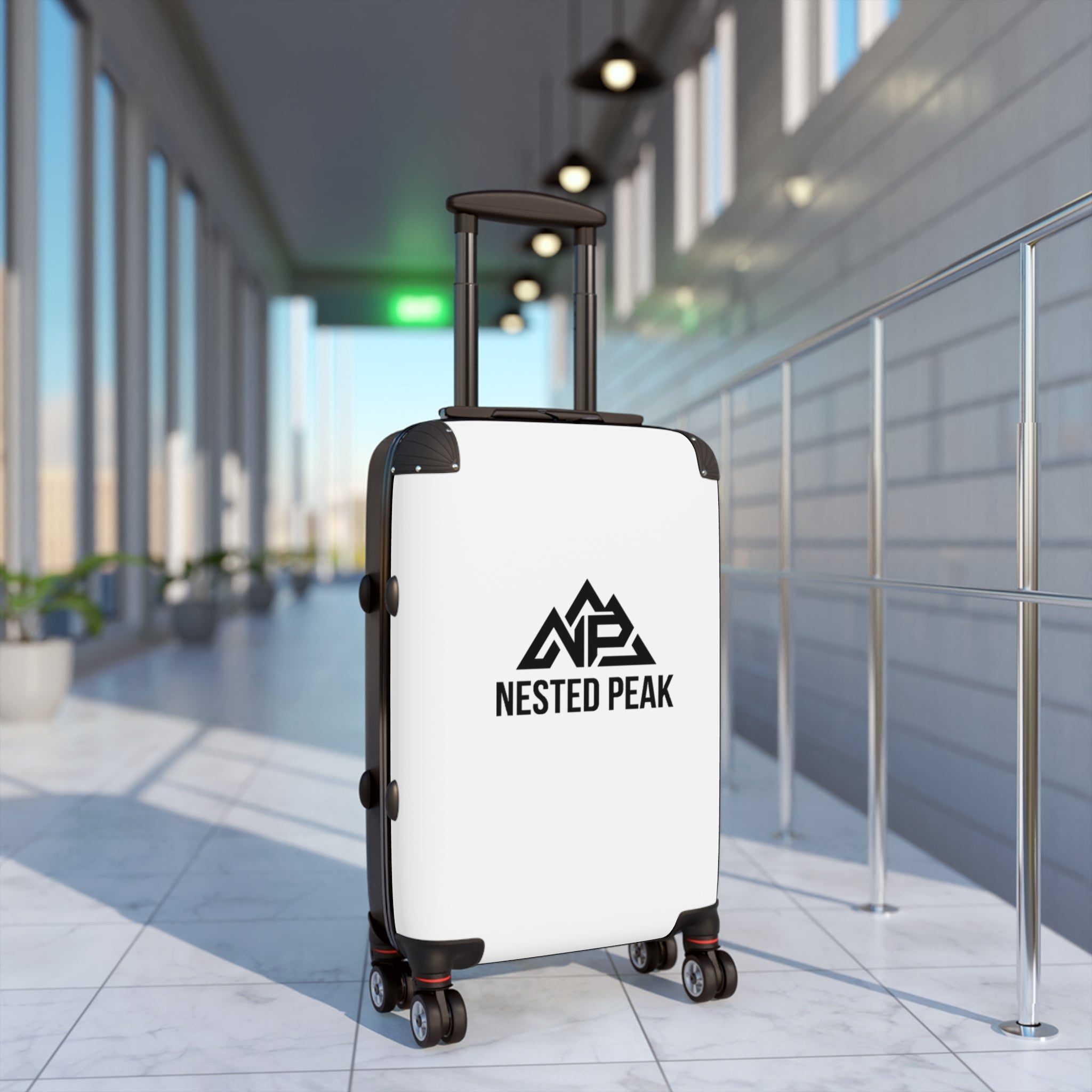 Nested Peak Carry-On Suitcase — Lightweight Travel Luggage with Mountain Logo | Black - Nested Peak