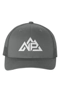 NP 10 Six-Panel Retro Trucker Cap | Charcoal, Silver - Nested Peak