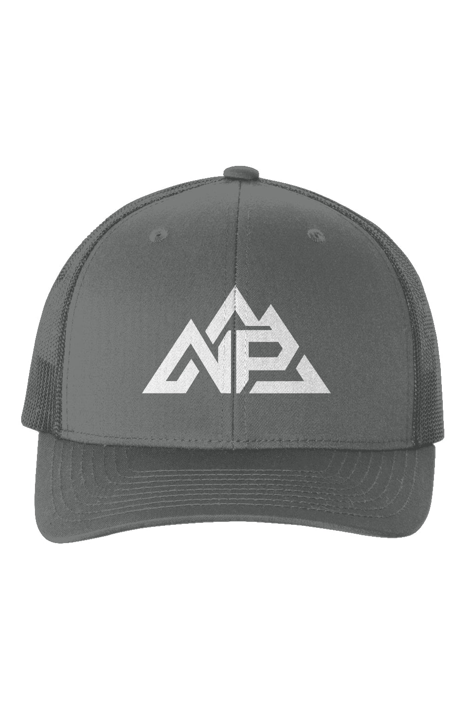 NP 10 Six-Panel Retro Trucker Cap | Charcoal, Silver - Nested Peak
