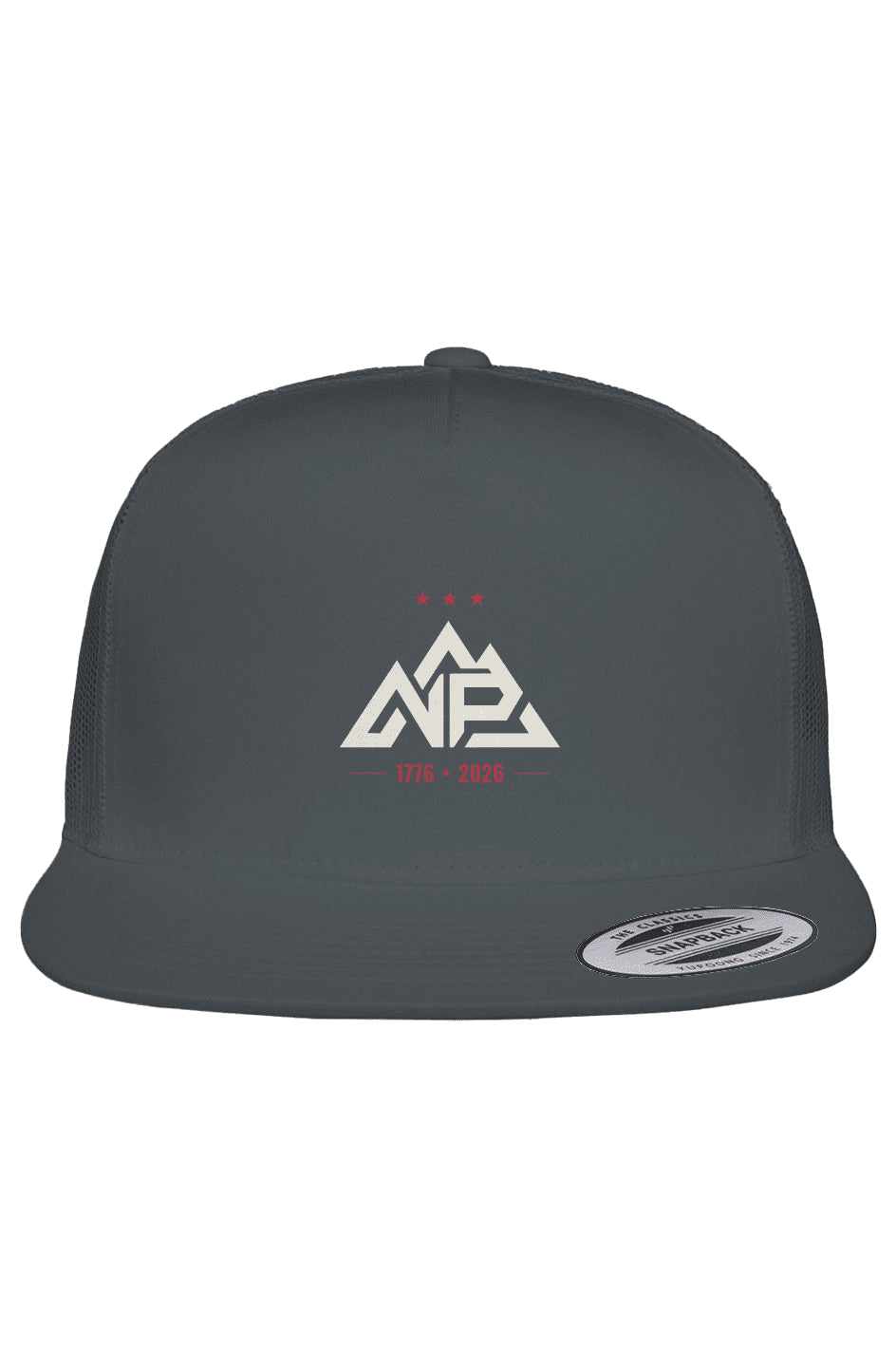 NP 250 Edition Adult 5-Panel Trucker Cap | Charcoal, Navy - Nested Peak
