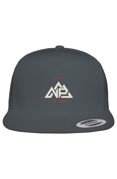 NP 250 Edition Adult 5-Panel Trucker Cap | Charcoal, Navy - Nested Peak