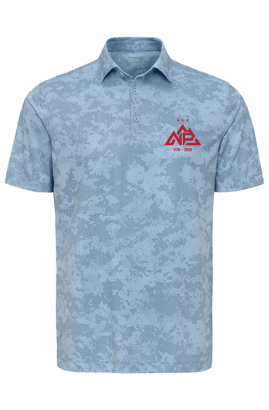NP 250 Edition Men's Monterey Printed Polo | White, Light Blue, Black - Nested Peak