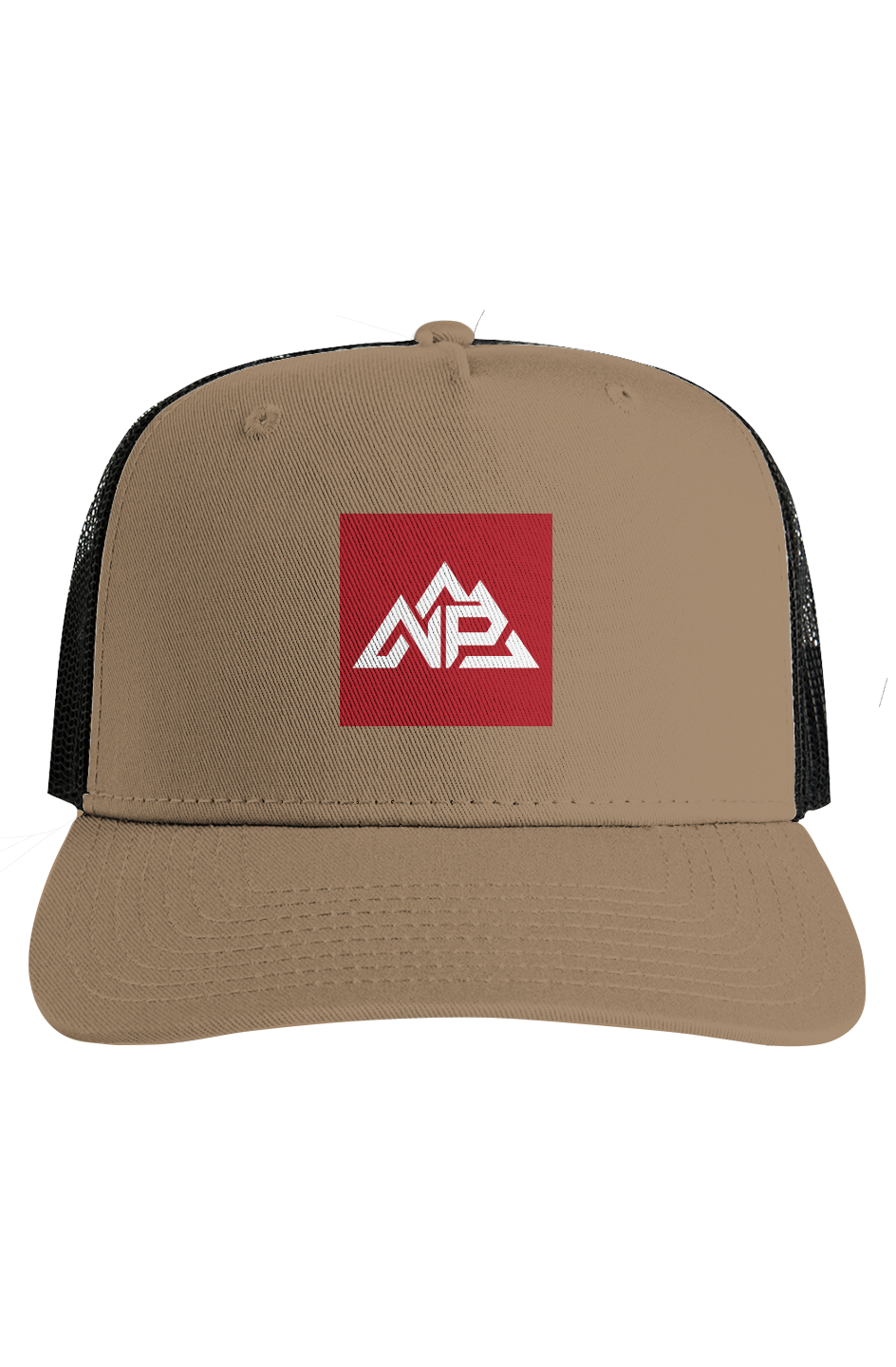 NP 26 Badge Black Mesh Stock Contrast Trucker | Coal / Black, Walnut / Black, Khaki / Black - Nested Peak LLC