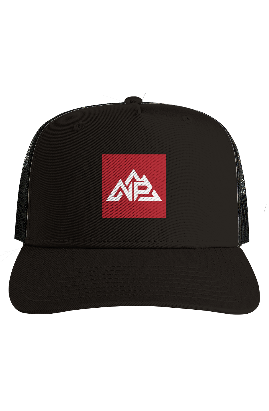 NP 26 Badge Black Mesh Stock Contrast Trucker | Coal / Black, Walnut / Black, Khaki / Black - Nested Peak LLC