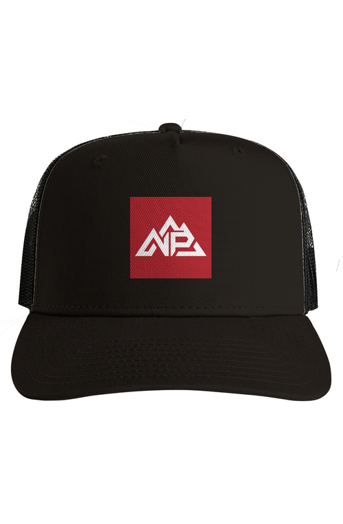 NP 26 Badge Black Mesh Stock Contrast Trucker | Coal / Black, Walnut / Black, Khaki / Black - Nested Peak LLC