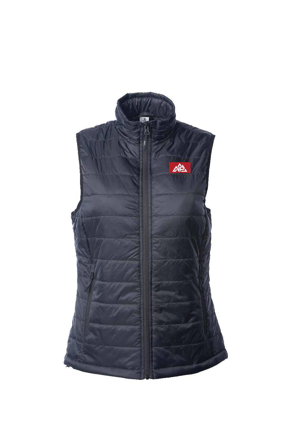 NP 26 Badge Embroidered Women's Puffer Vest | Black - Nested Peak LLC