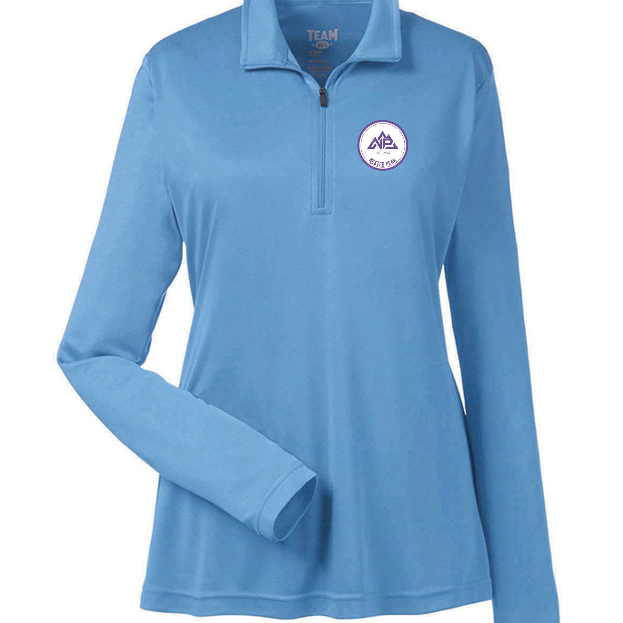 NP 26 Badge Women's Performance Pullover | White, Sport Purple, Sport Light Blue, Sport Graphite, Sport Dark Navy, Black - Nested Peak