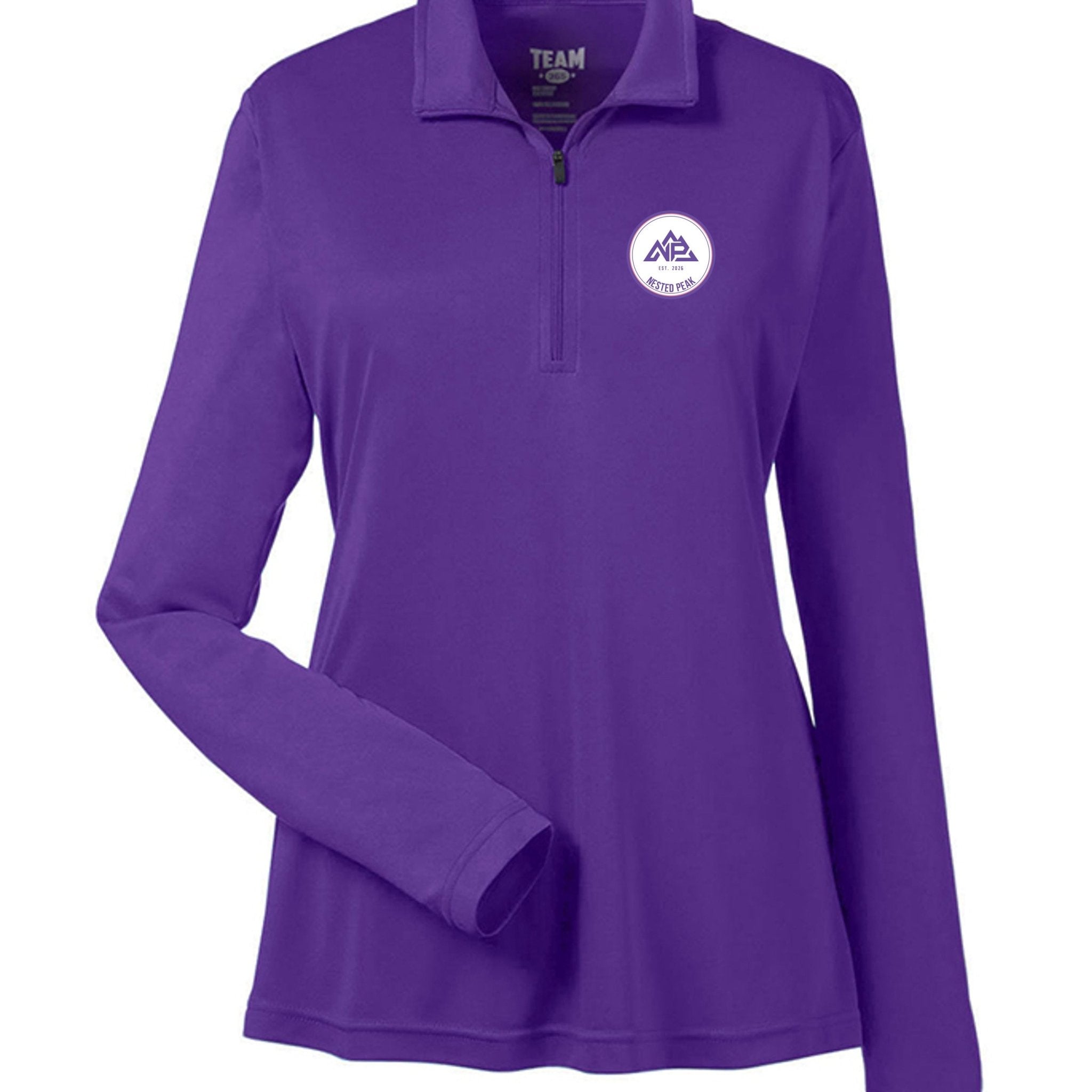 NP 26 Badge Women's Performance Pullover | White, Sport Purple, Sport Light Blue, Sport Graphite, Sport Dark Navy, Black - Nested Peak