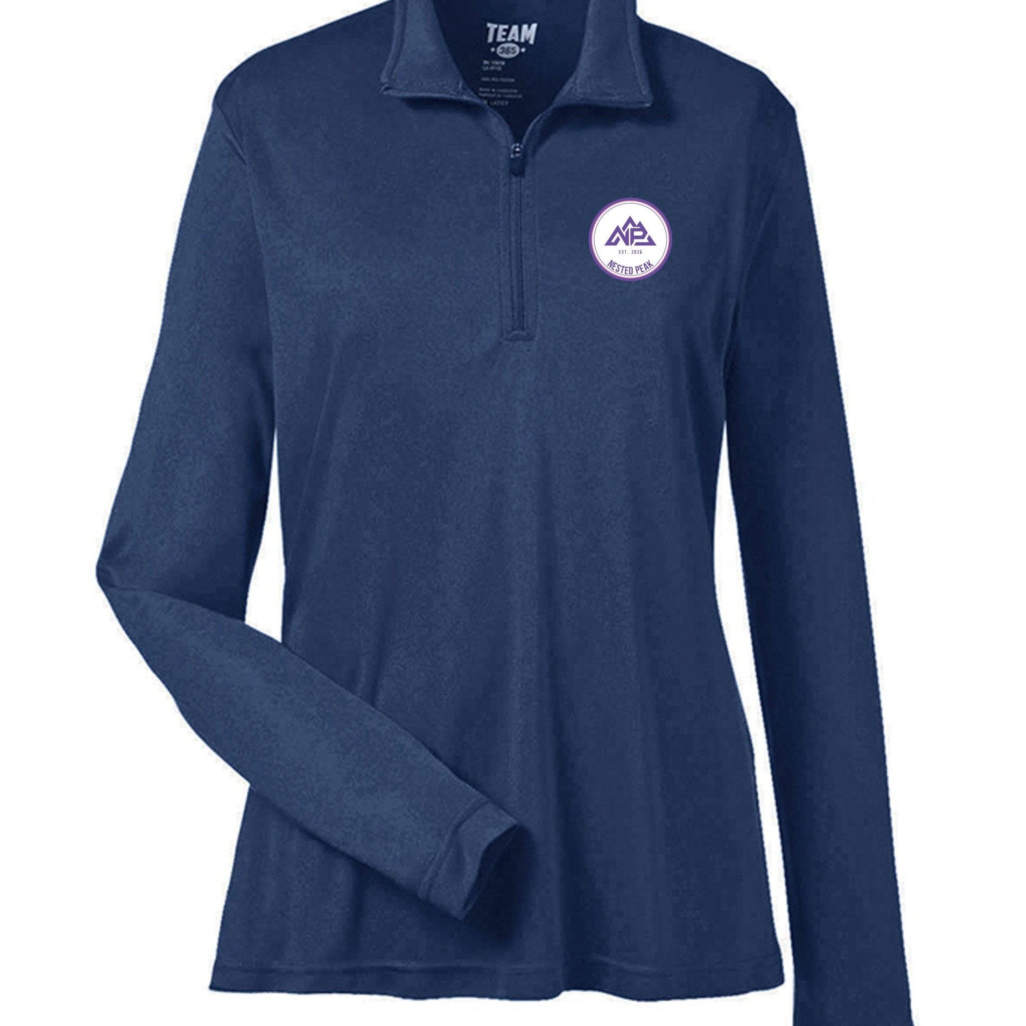 NP 26 Badge Women's Performance Pullover | White, Sport Purple, Sport Light Blue, Sport Graphite, Sport Dark Navy, Black - Nested Peak