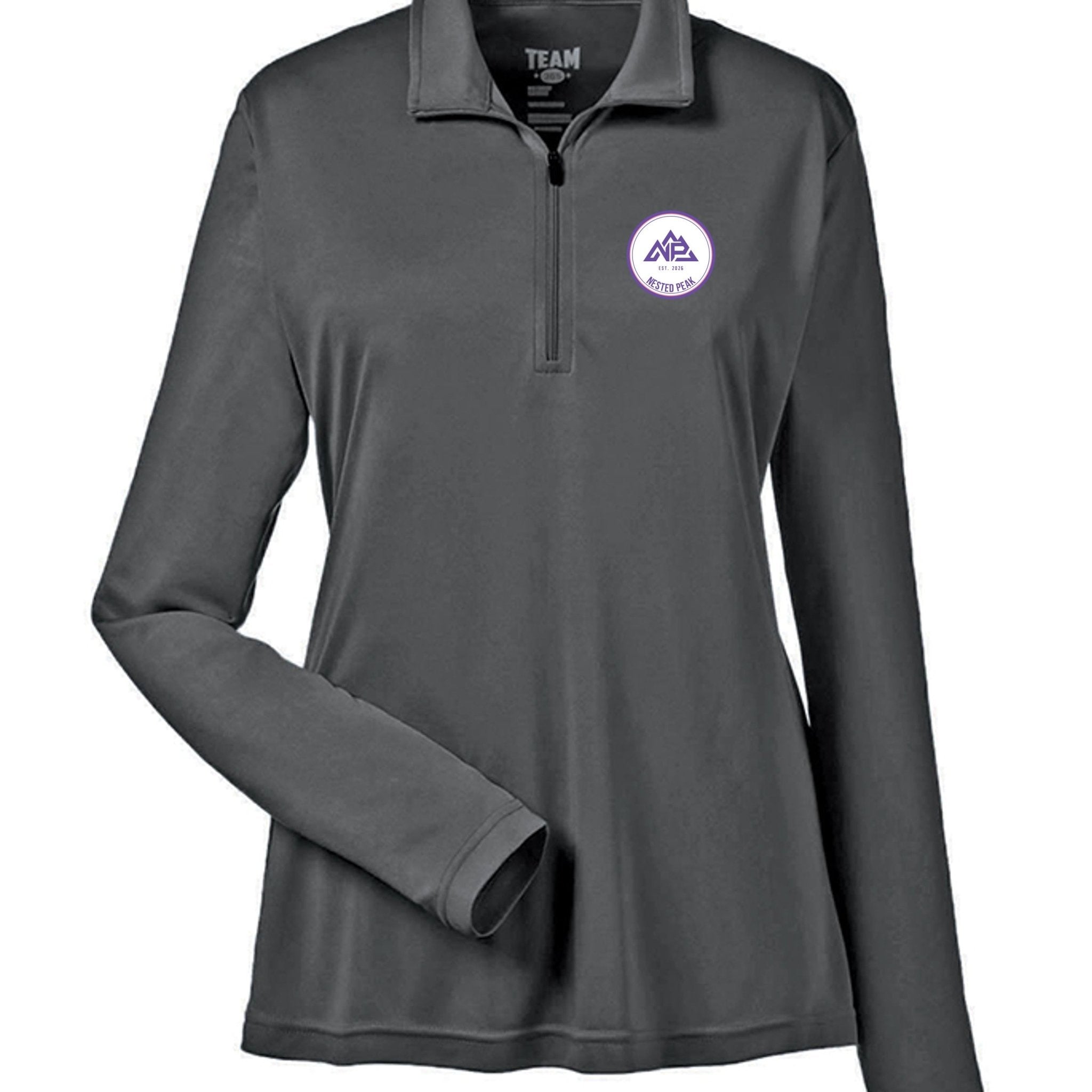 NP 26 Badge Women's Performance Pullover | White, Sport Purple, Sport Light Blue, Sport Graphite, Sport Dark Navy, Black - Nested Peak