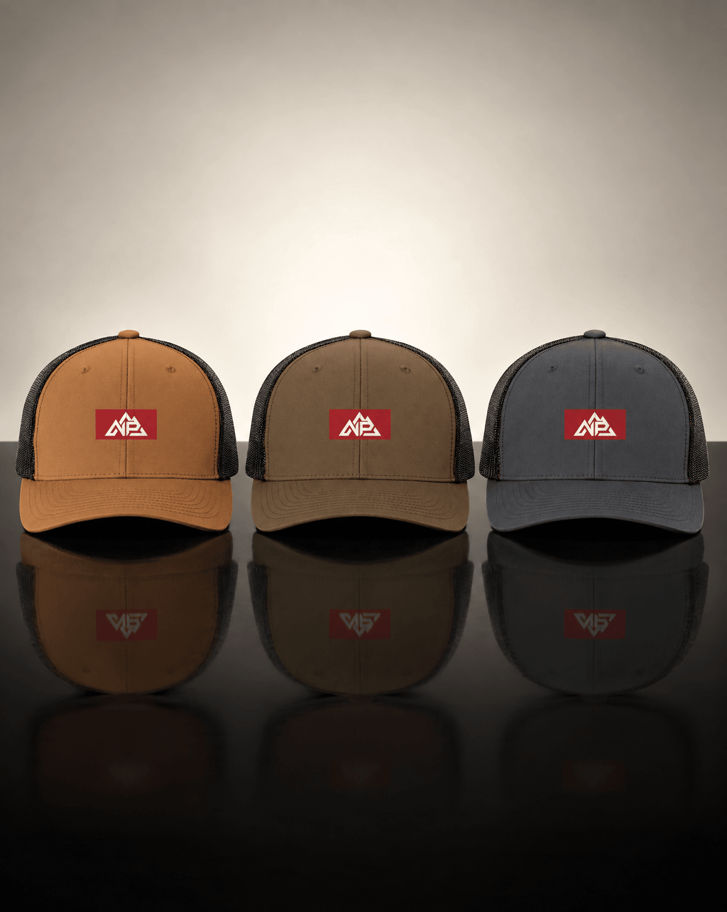 NP 26 Black Mesh Retro Trucker Cap | Caramel/ Black, Coyote Brown/ Black, Charcoal/ Black - Nested Peak LLC