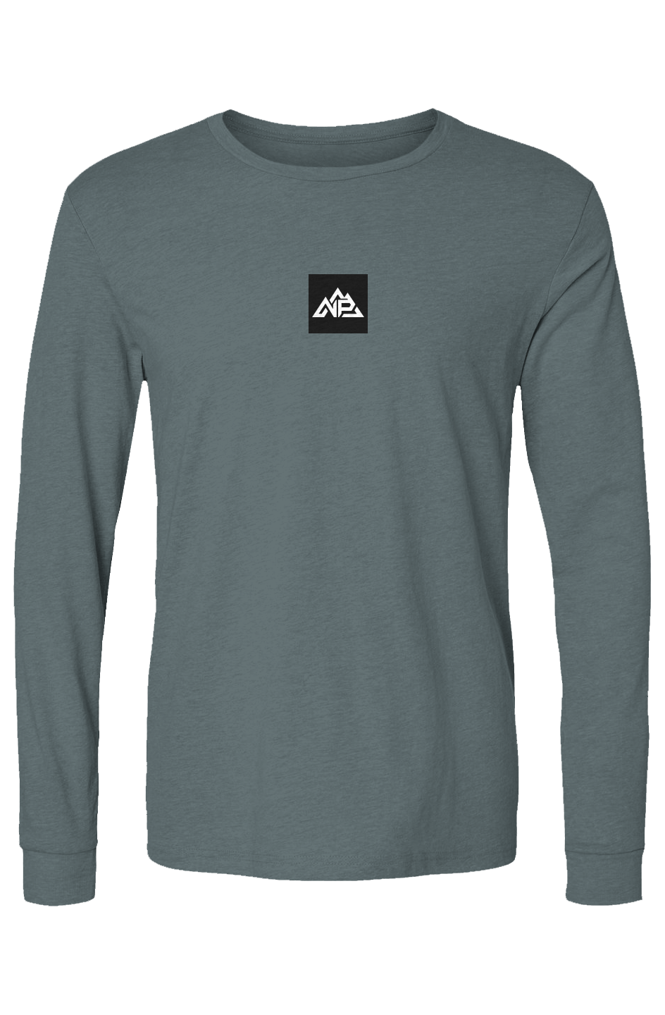 NP 26 Block Men's CVC Long Sleeve T-Shirt | Heather Seafoam, White, Indigo - Nested Peak LLC