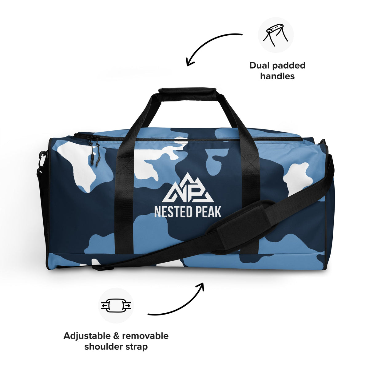 NP 26 Camo Blue Duffle Bag | Blue Camo - Nested Peak