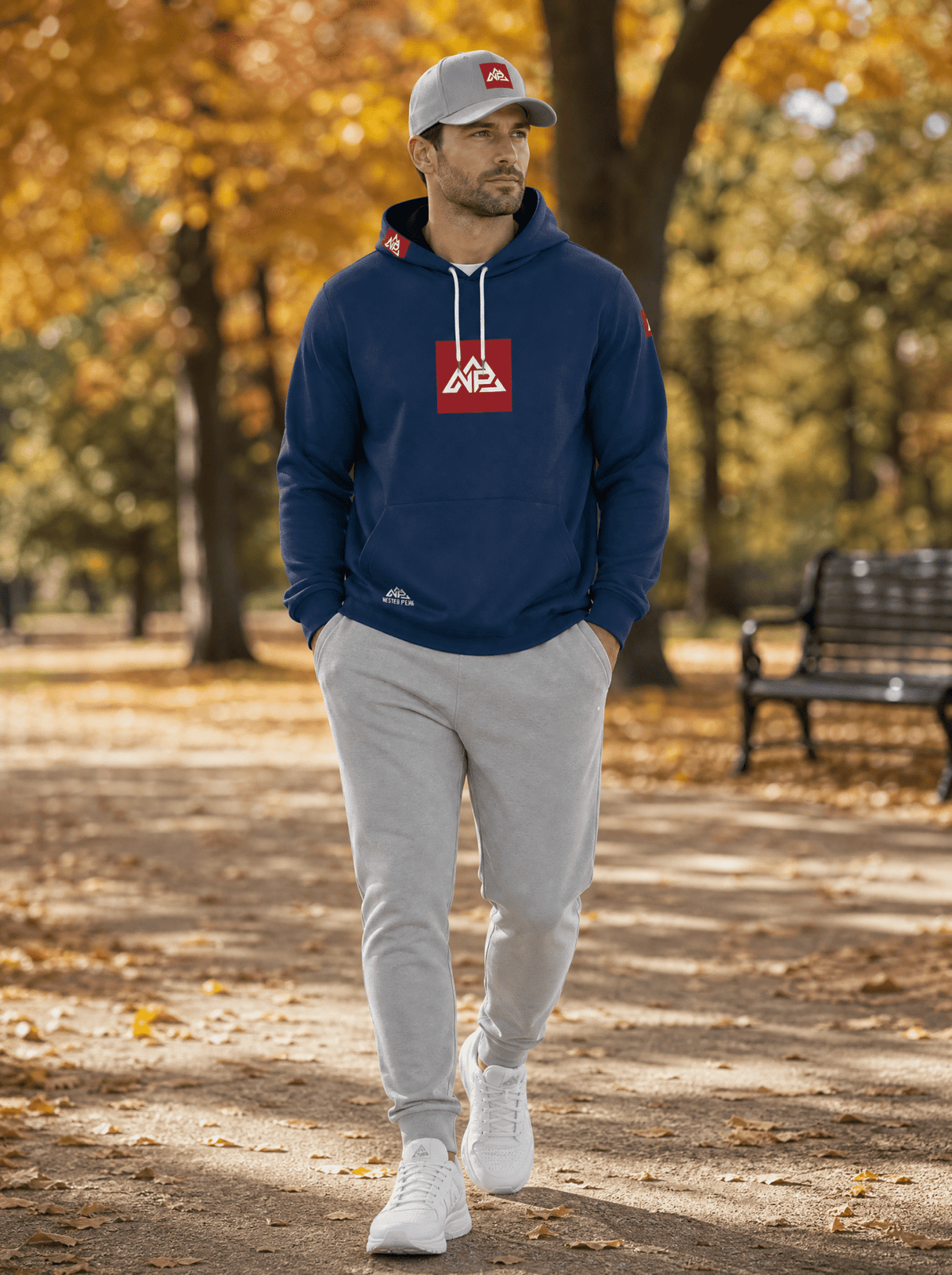NP 26 CB Men's Heavy Fleece Raglan Hoodie | Navy - Nested Peak LLC
