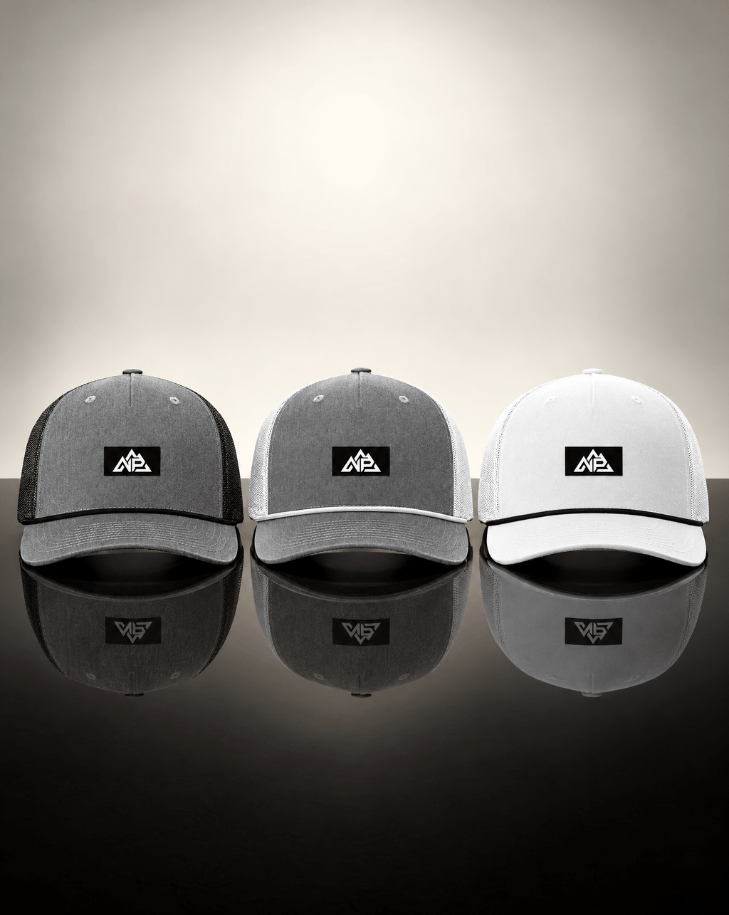 NP 26 Classic Five Panel Trucker with Rope Cap | Heather Grey/Black, Heather Grey/White, White/Black - Nested Peak LLC