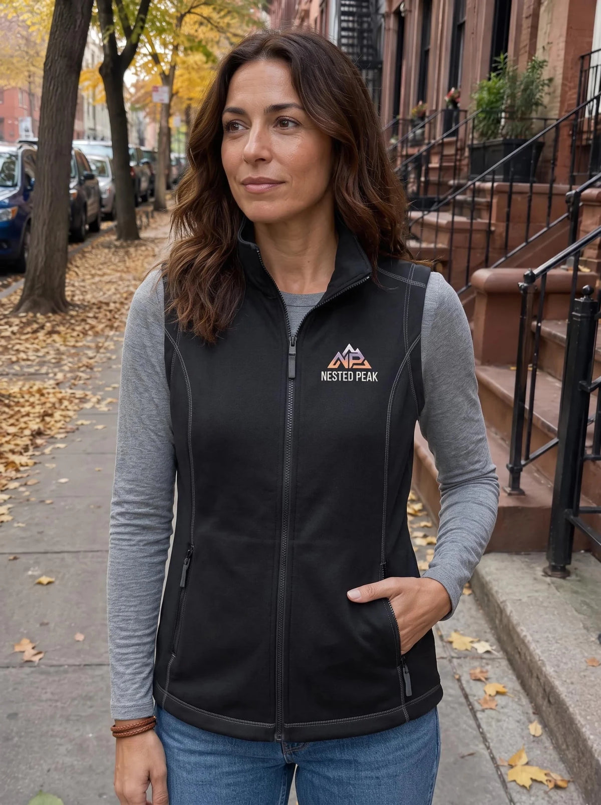 NP 26 Collective Smooth Fleece Vest | Graphite, Deep Black - Nested Peak