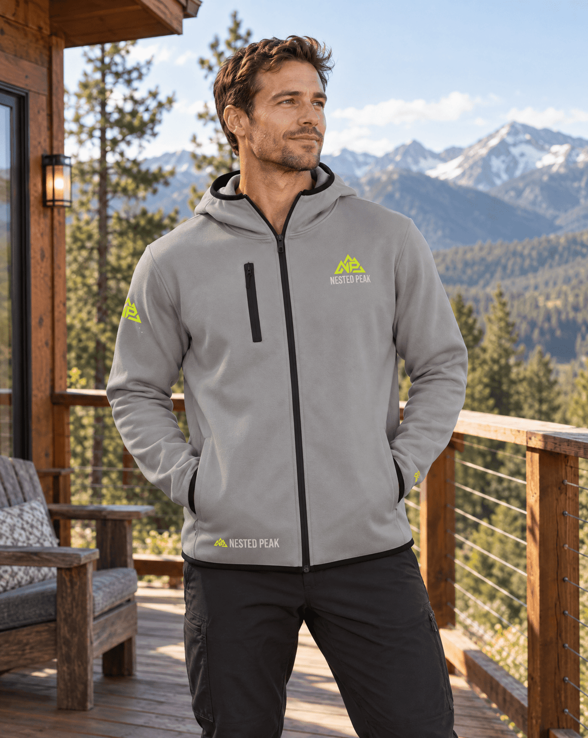 NP 26 CT Men's Stylish Hoodie with Thumb Hole Design | Silver - Nested Peak LLC