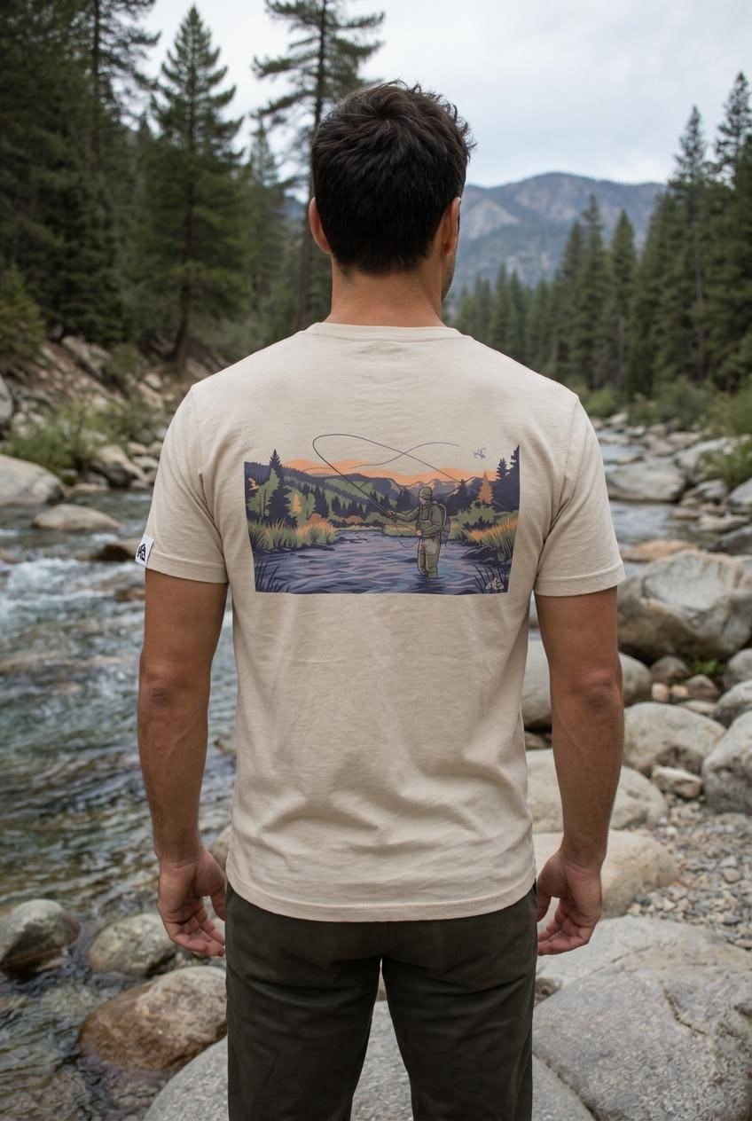 NP 26 Fish DryBlend 174 Men's T Shirt | Sand, Carolina Blue, Gravel - Nested Peak