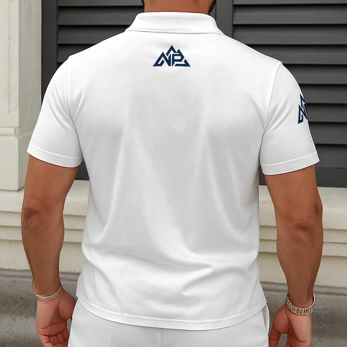 NP 26 Golf Men's Short-Sleeved Zip Polo Shirt | 180GSM, White - Nested Peak
