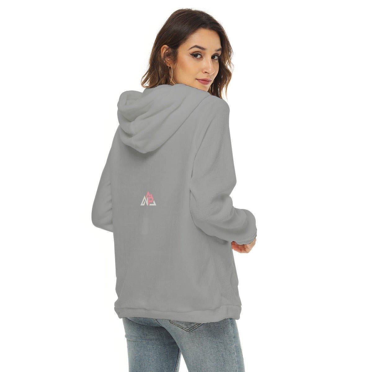 NP 26 GP Women's Borg Fleece Hoodie With Half Zip | Gray - Nested Peak